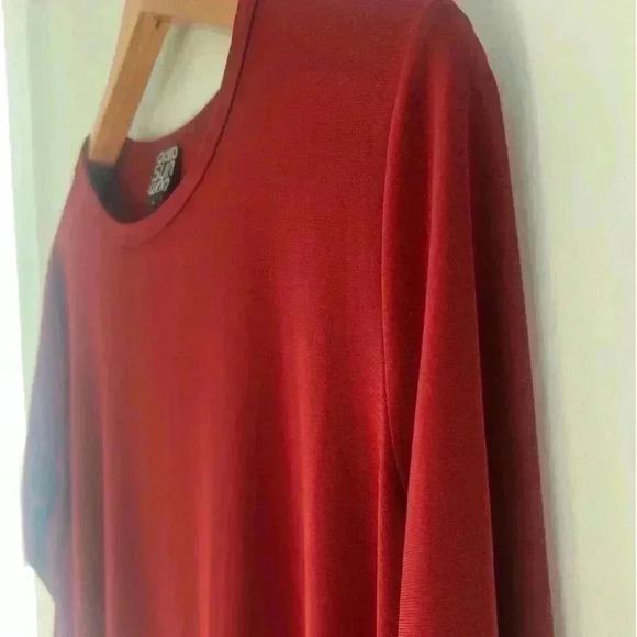 Clara Sun Woo Tunic Dress Burgundy with Slide Slits Size Large - Picture 2 of 6